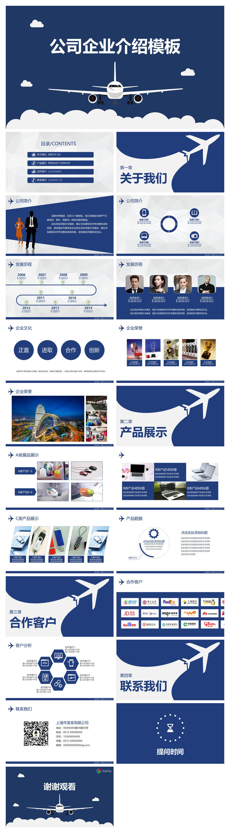 大气飞机公司企业介绍PPT模板