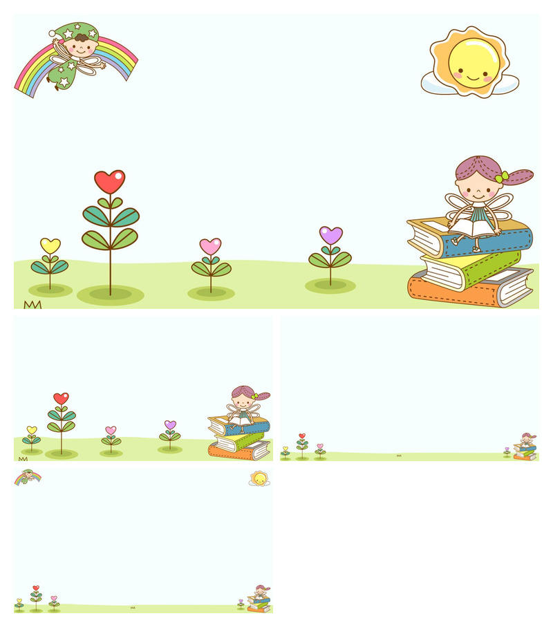 可爱儿童花朵书籍PPT背景图片