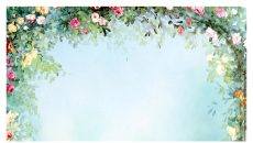唯美水彩花朵花环PPT背景图片