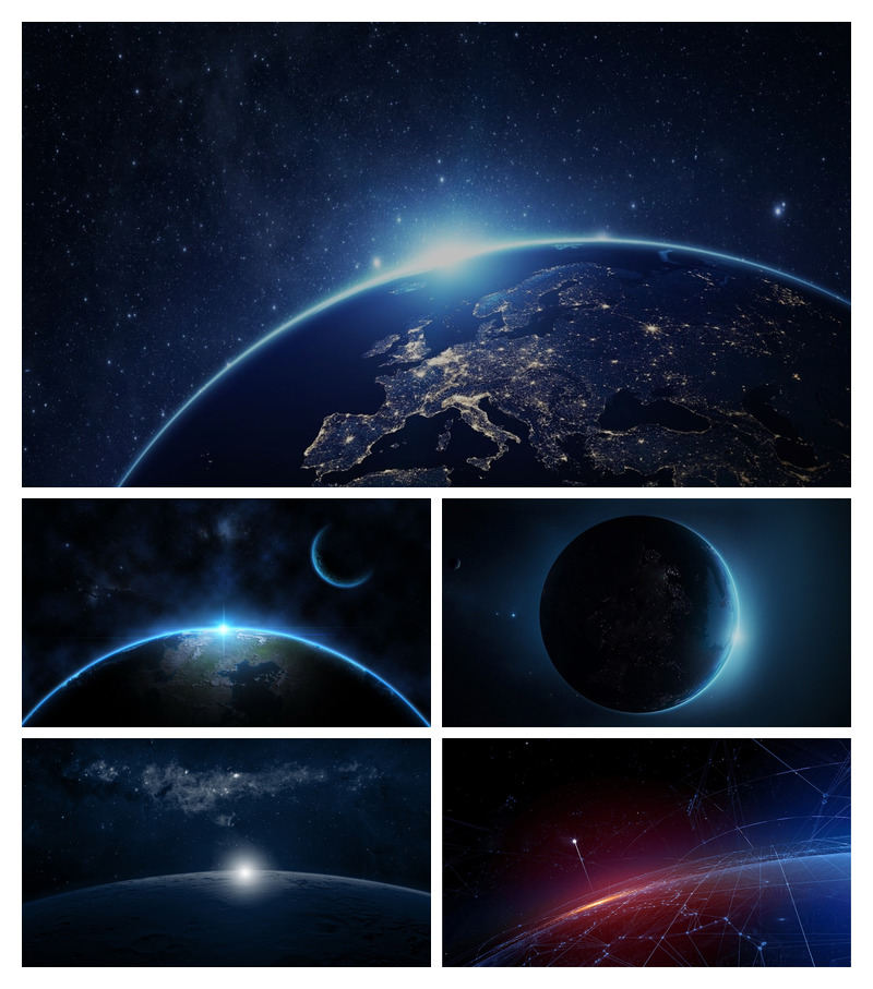 宇宙地球光线PPT背景图片