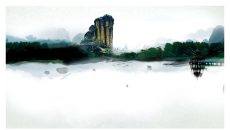 水墨山水画中国风PPT背景图片