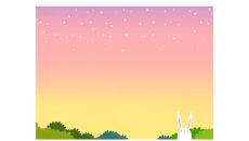 粉色天空可爱小兔子PPT图片