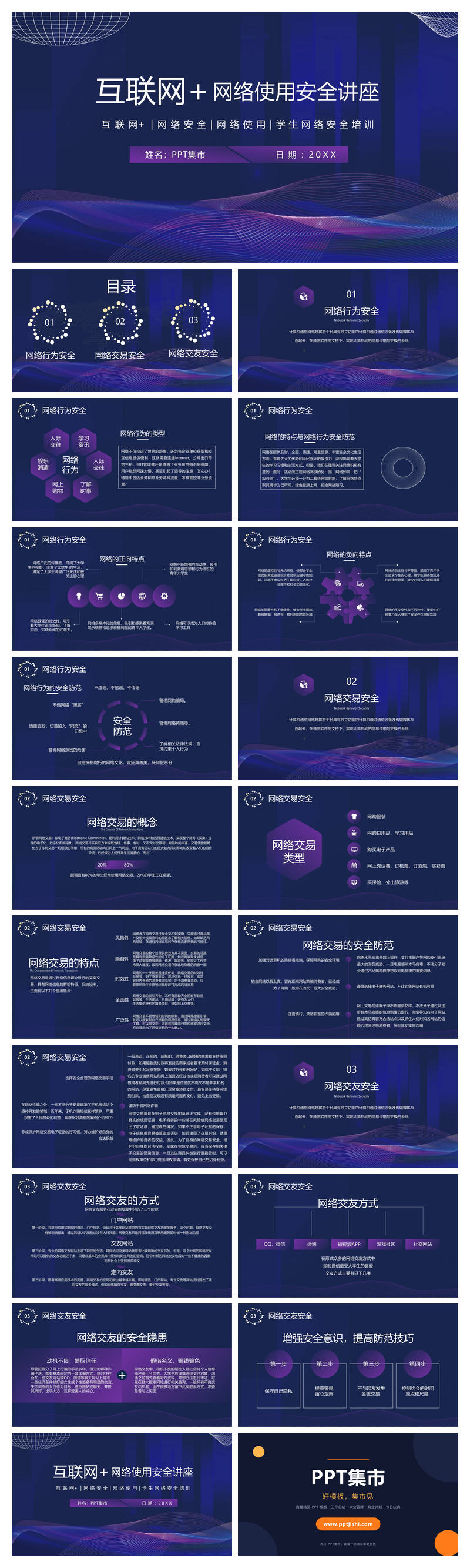 网络使用安全讲座培训PPT模板