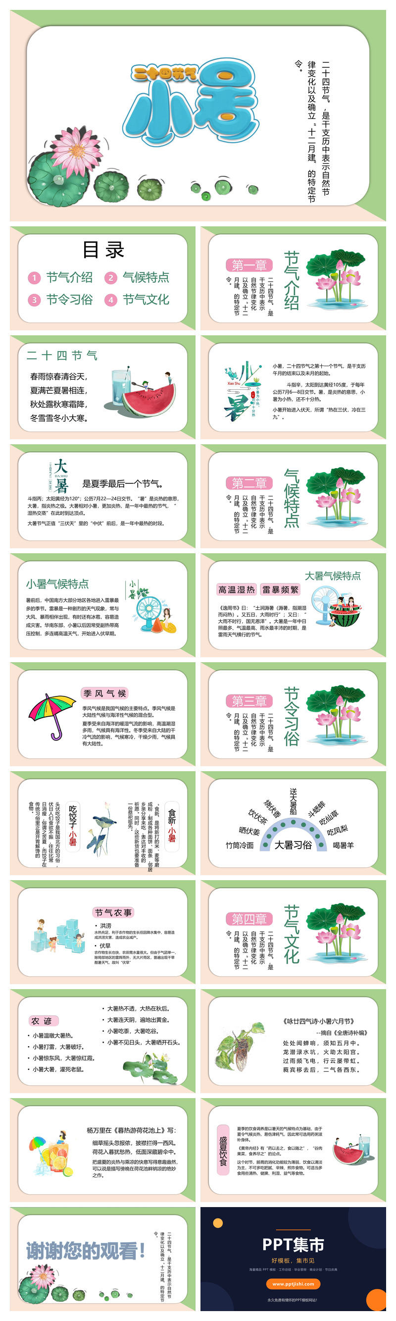 二十四节气小暑PPT模板