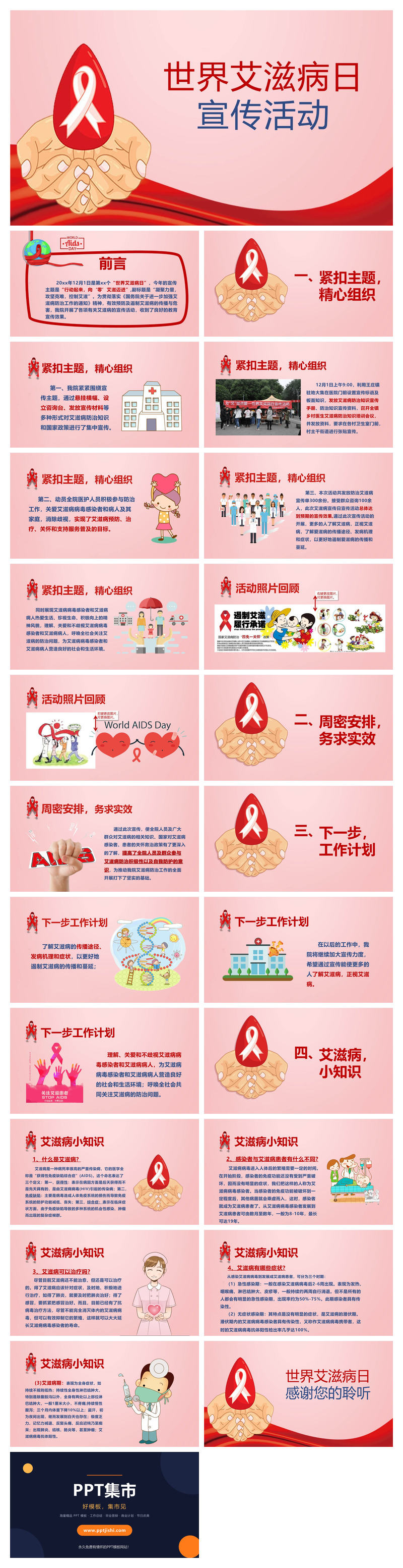 世界艾滋病日公益宣传PPT模板