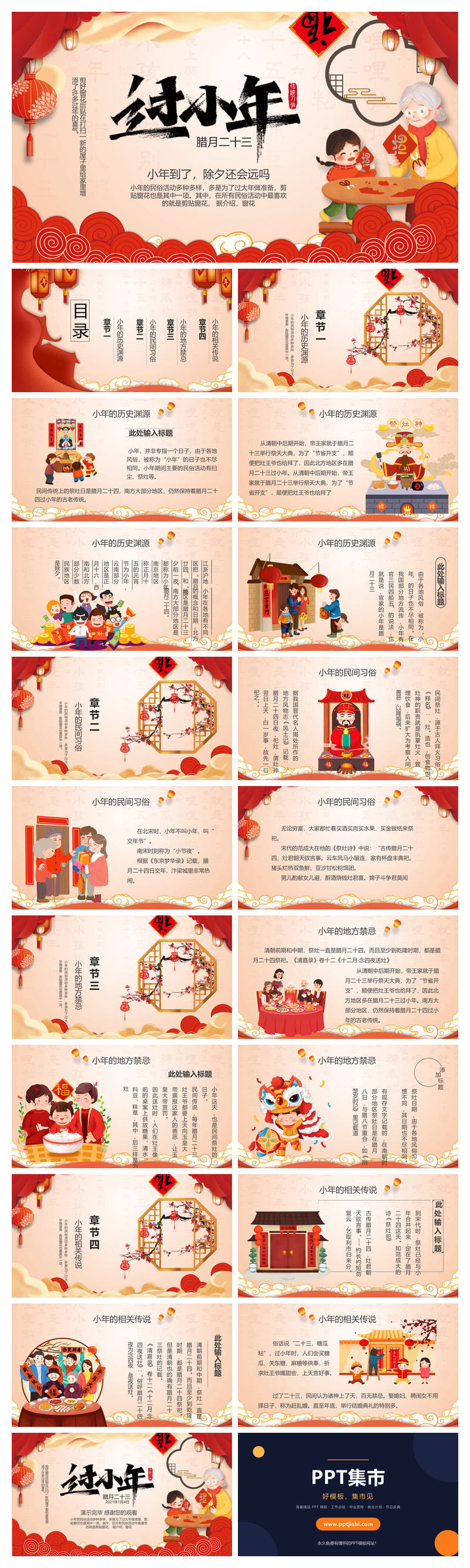 过小年习俗来历PPT模板