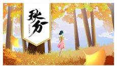 女孩树林秋分节气PPT模板
