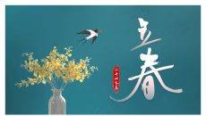 燕子花瓶立春节气PPT模板