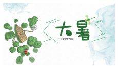 荷叶小船大暑节气PPT模板