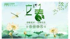 蜻蜓荷花立春节气PPT模板