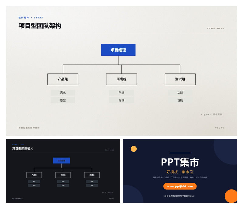 项目型团队架构PPT图表