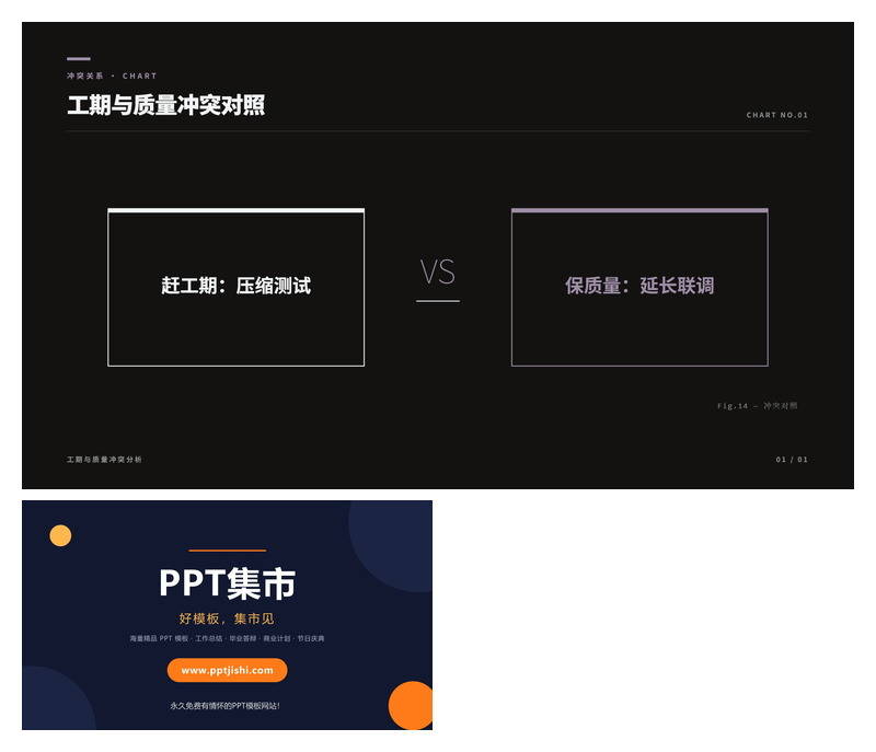 工期与质量冲突对照PPT图表