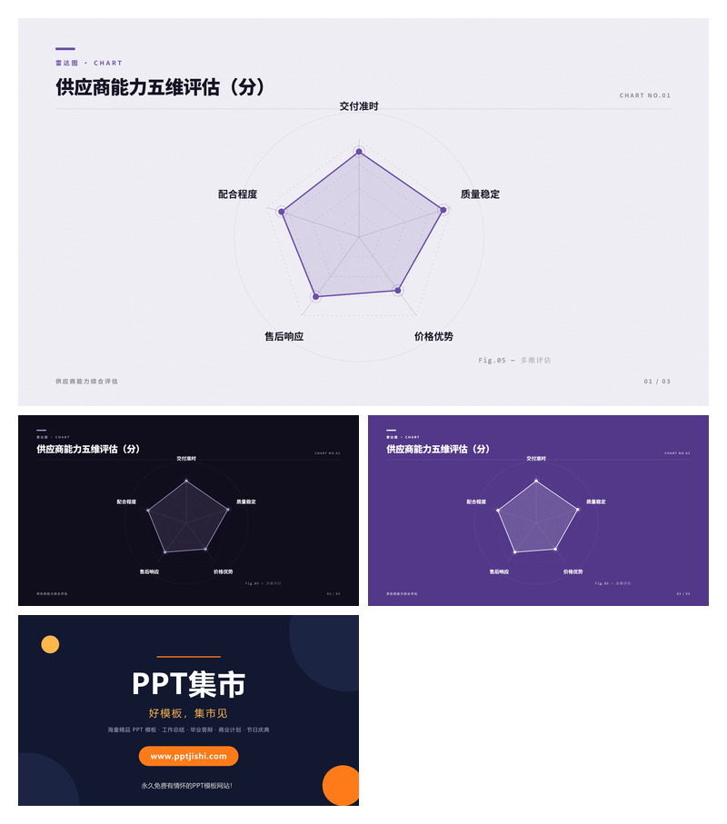 供应商能力五维评估PPT图表