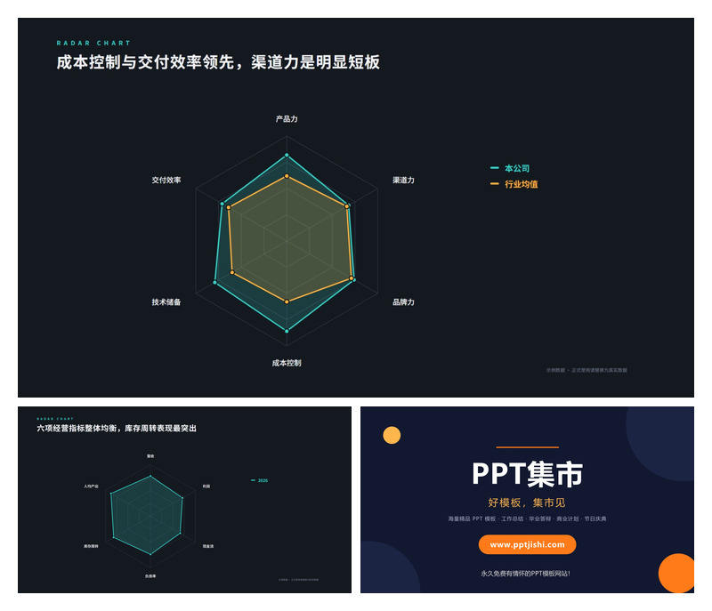 多维能力雷达评估PPT图表2页