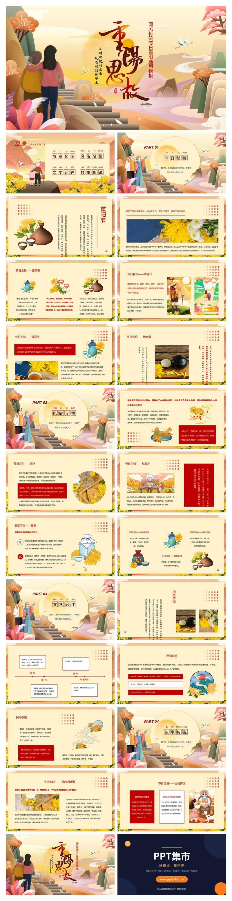 九九重阳节传统节日介绍PPT模板
