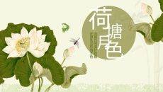 荷塘月色荷花雅致中国风PPT模板