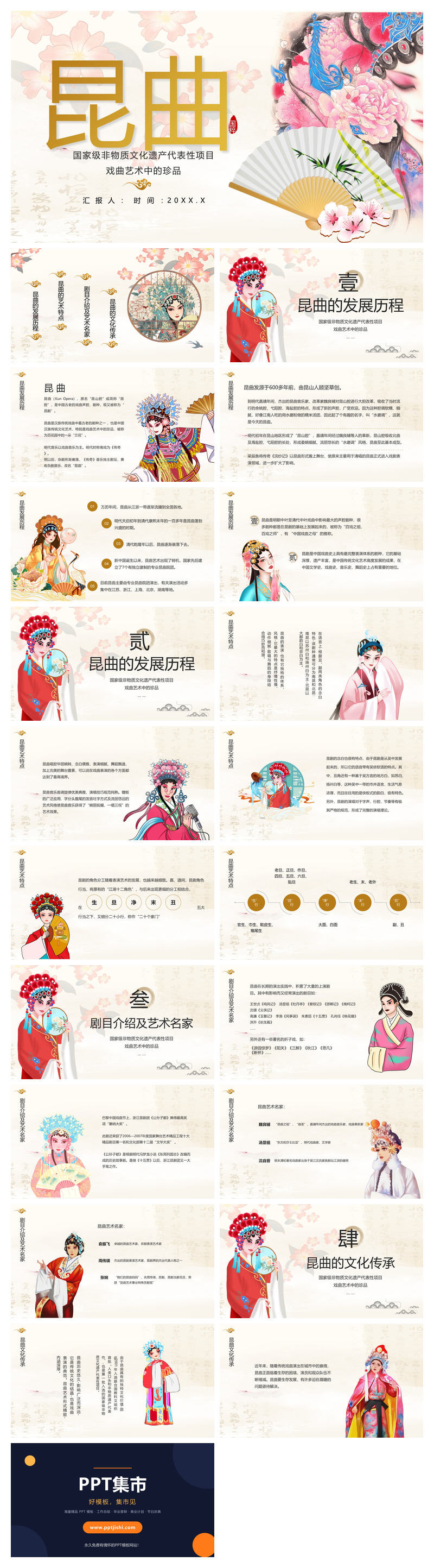 戏曲艺术昆曲介绍PPT模板