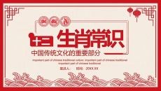 剪纸风传统文化十二生肖知识PPT模板