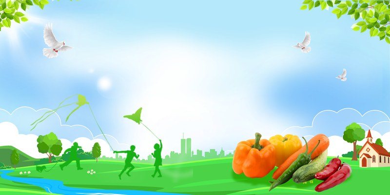 食品安全绿色蔬菜卡通宣传背景图片PPT背景图片