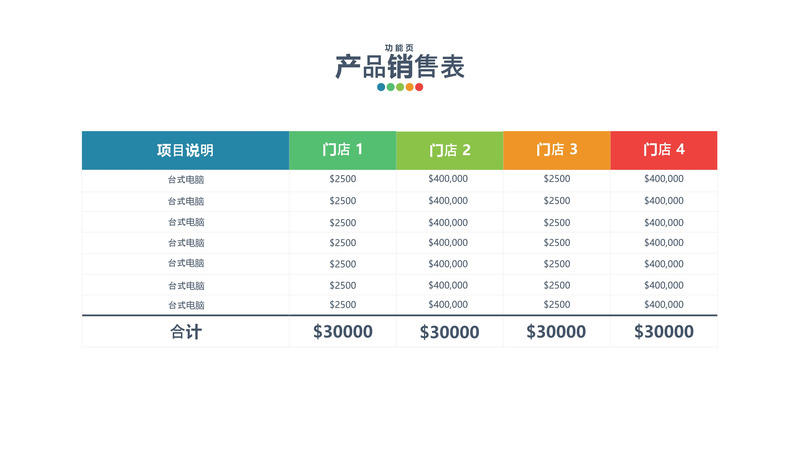 大气商务表格PPT素材